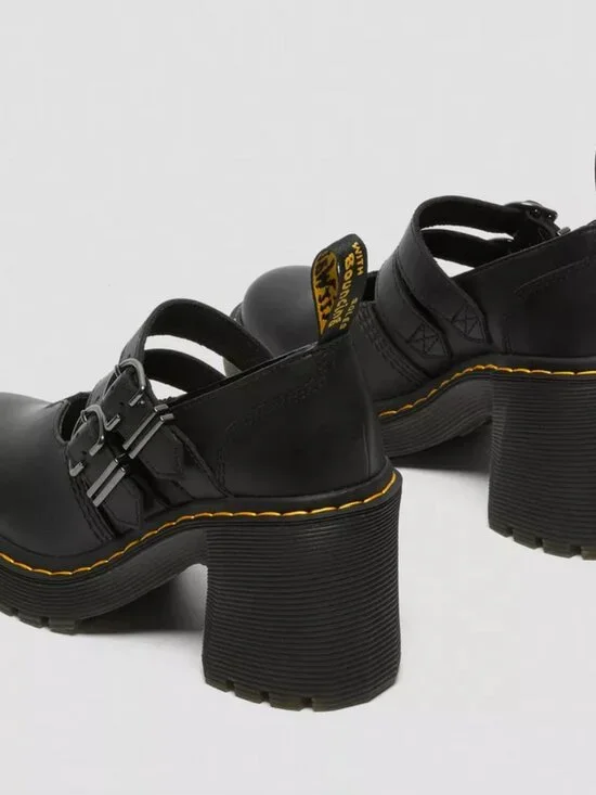 Dr. Martens Eviee Platform Leather Heeled Shoes NEW IN BOX 41 Size 9 Black - Picture 8 of 15